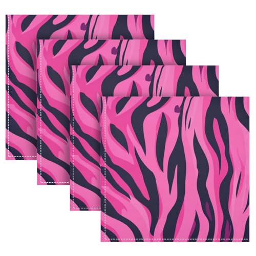 Servilletas de tela cuadradas rosa patrón animal, set x6 miniatura 5
