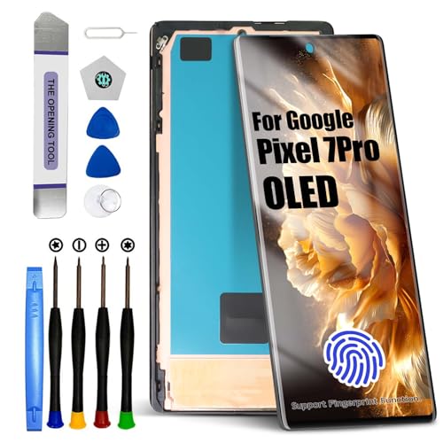 AMOLED for Google Pixel 7 Pro LCD Screen Replacement for Google Pixel 7 Pro LCD Display Touch Screen Display Assembly Repair Kits with Frame GP4BC GE2AE (with Fingerprint Function)