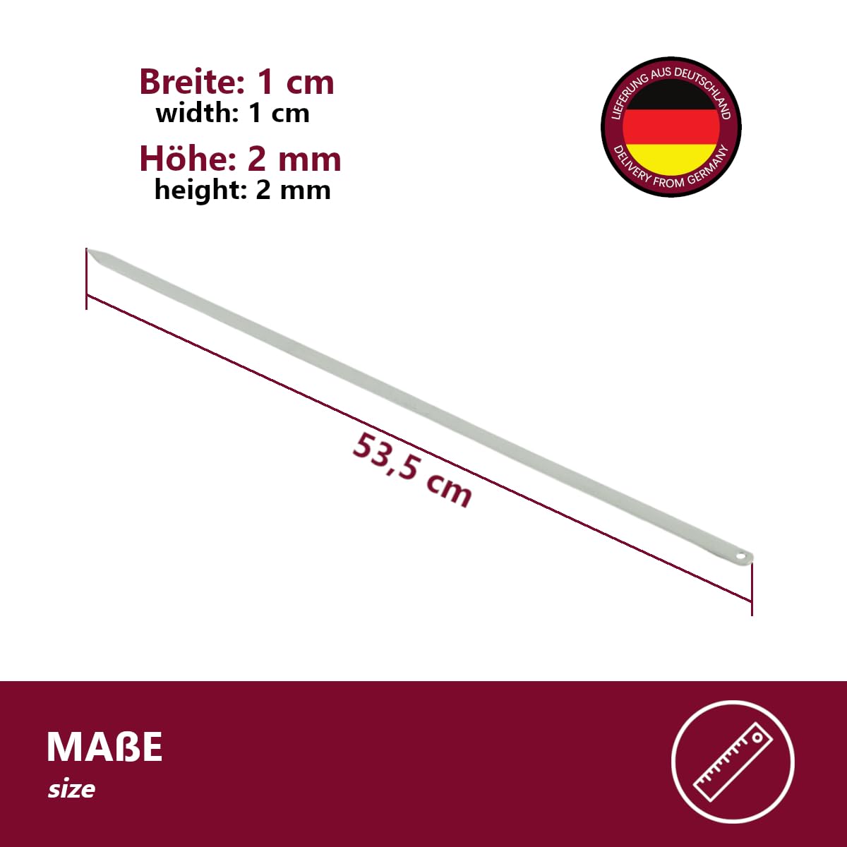 HOOZ Lot De 10 Brochettes Longues En Acier Inoxydable - 50 Cm