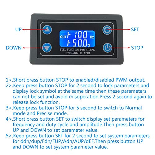 PEMENOL Signal Generator, DC 3.5-12V Adjustable PWM Pulse Frequency Duty Cycle 1Hz-150KHz Motor Controller LCD Display - Thumbnail 5