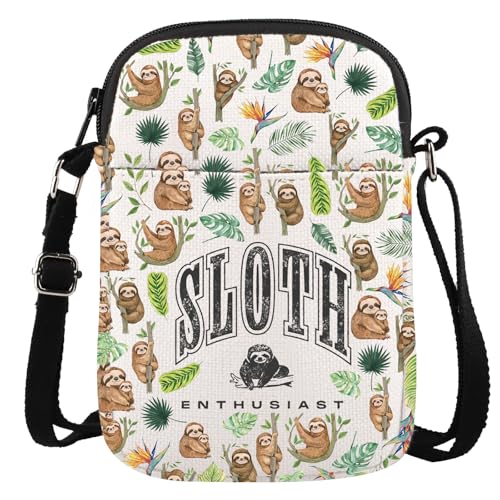 Cute Sloth Gift Animal Lover Gift Zookeeper Present Sloth Enthusiast Aesthetic Crossbody Bag (Sloth CR) by GJTIM - Used condition - US$6.85