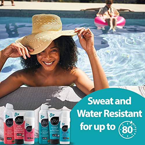 All Good Sport Face & Body Sunscreen Lotion - Tsa-Friendly, Camping, Backpacking - Uva/Uvb Broad Spectrum Spf30+, Water Resistant - Zinc, Shea Butter, Coconut Oil, Aloe (3 Oz)(2-Pack) #TOP4