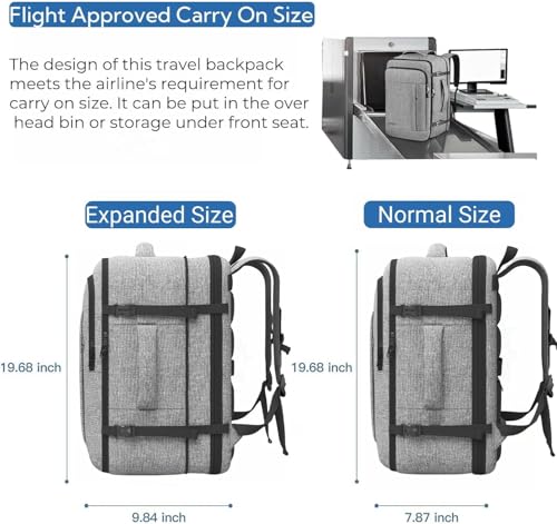 Carry on Backpack, Extra Large 40-50L Travel Backpack for Men & Women, Expandable for Airplanes, 17 Inch Laptop Backpack, Luggage Suitcase 40L Daypack Lightweight Business Weekende image 3