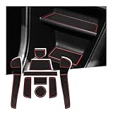 SHAOHAO für V W Up/SEAT MII/Skoda Citigo 2013-2022 Gummimatten, Mittelkonsole Antirutschmatten, Getränkehaltermatt, Türschlitzmatte Aufbewahrungsbox Rutschfestermatte（Rot）