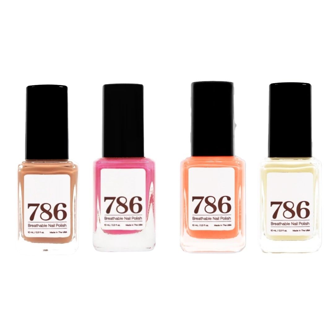 786 Cosmetics – 4 Piece Set: Breathable Nail Polish - Vegan, Cruelty-Free, Healthy, Award-Winning, Halal, Fast-Drying (Golden Hour Set)