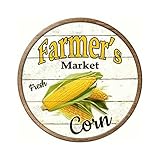 Smart Blonde Farmers Market Corn Novelty Metal Circular Sign C-594