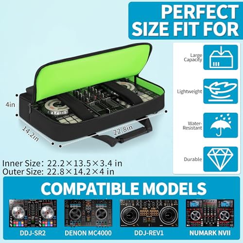 Image of IBVIVIC DJ Controller Case Bag, Fits for DDJ-REV1 /DDJ SR /SR2 /Denon MC4000 /Numark Mixtrack Pro FX /NVII /Mixstream Pro+ /Mixstream Pro Go /NI Traktor Kontrol S4 MK3 /S3 Padded DJ Travel Carrying Bag