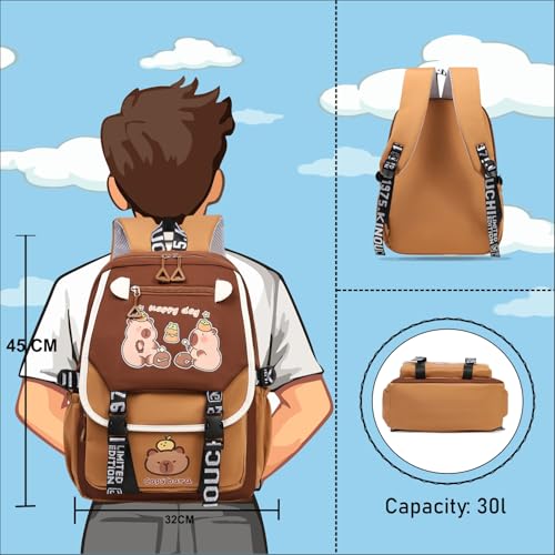 Image of Tinytot 30 Litre, Japanese Korean Style Capybara Niche College Students Light weight School bag Women's Travel Backpack