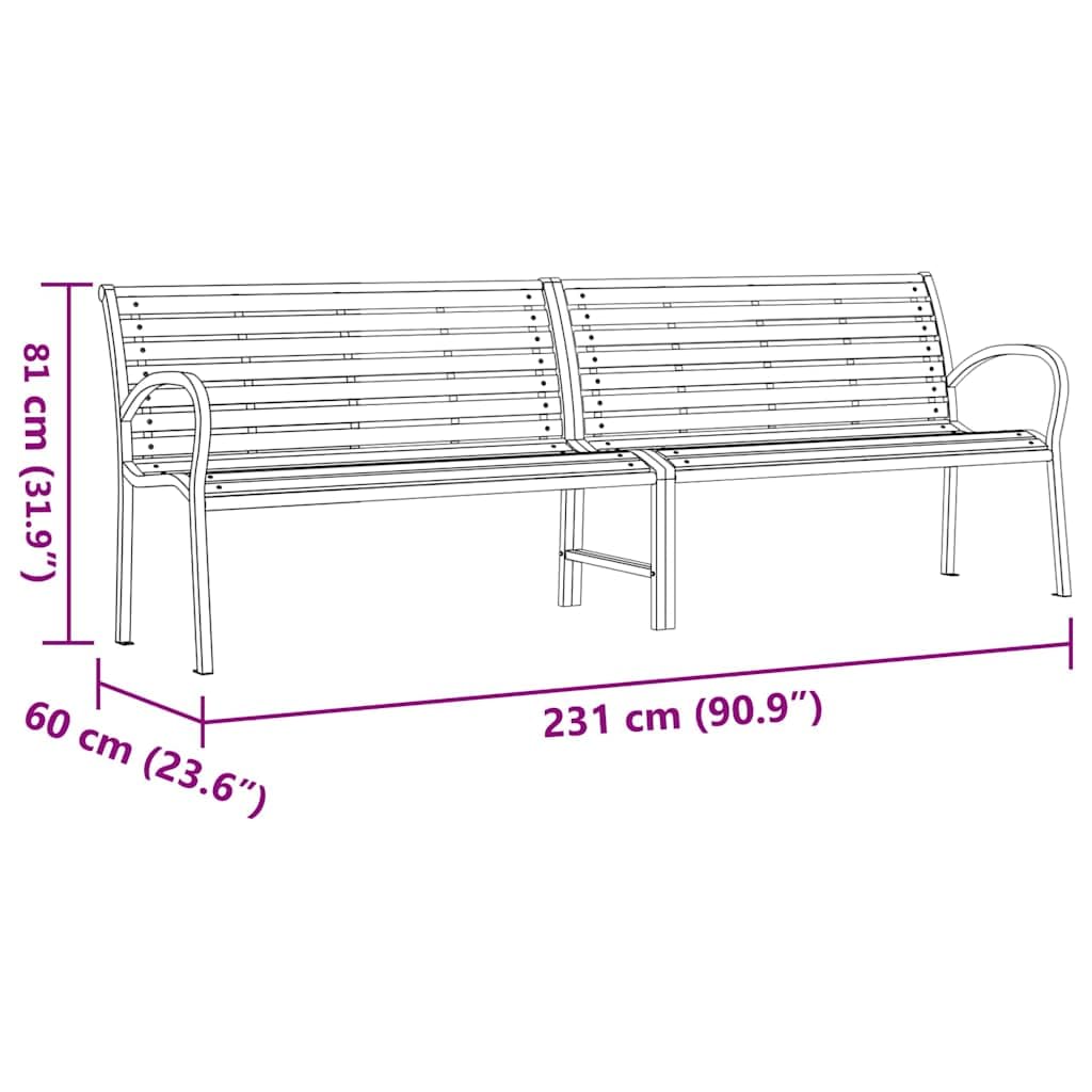 Fengshui Ławka ogrodowa brązowa 231 cm drewno stal