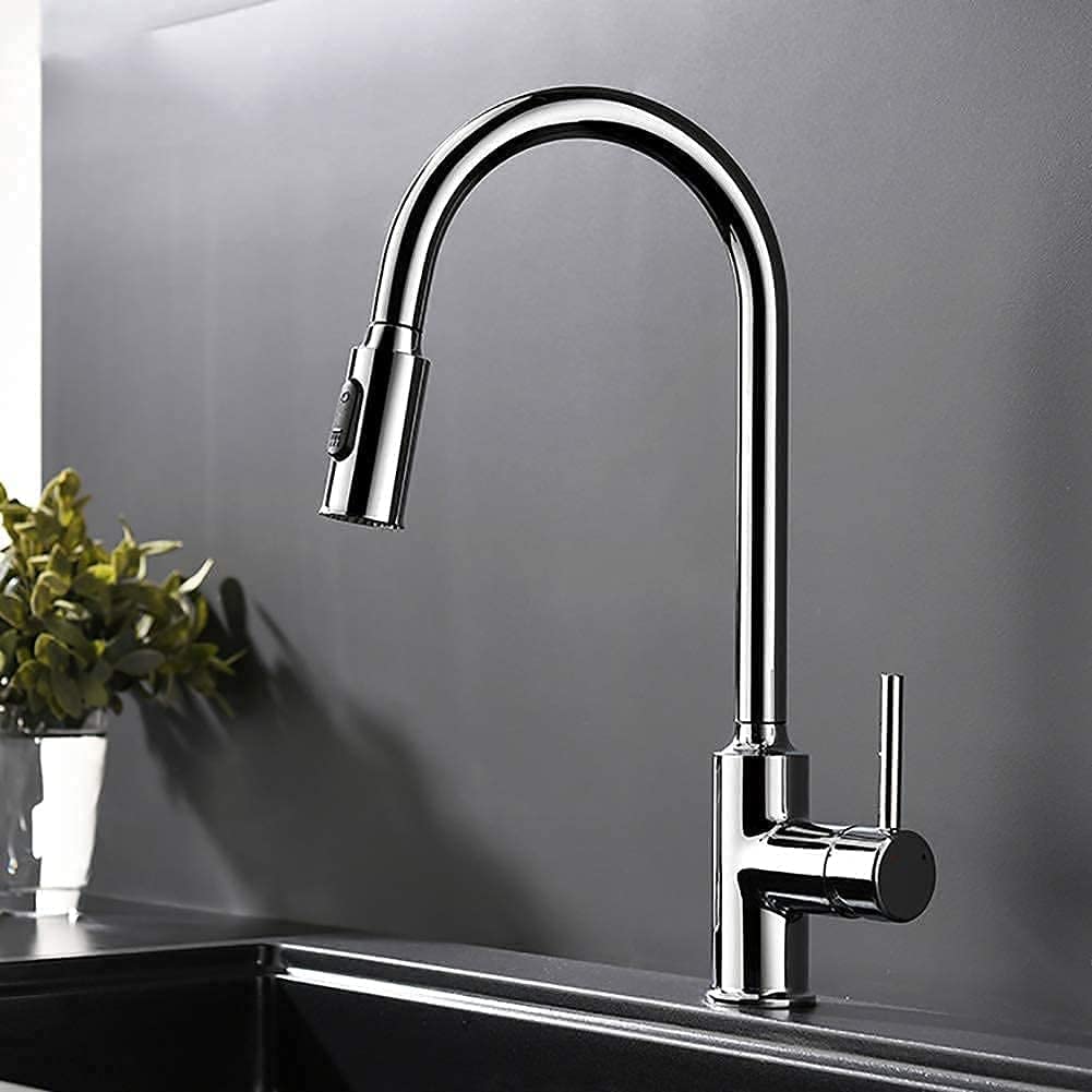 Robinet d'évier extensible mitigeur cuisine acier inoxydable cuivre rotation 360