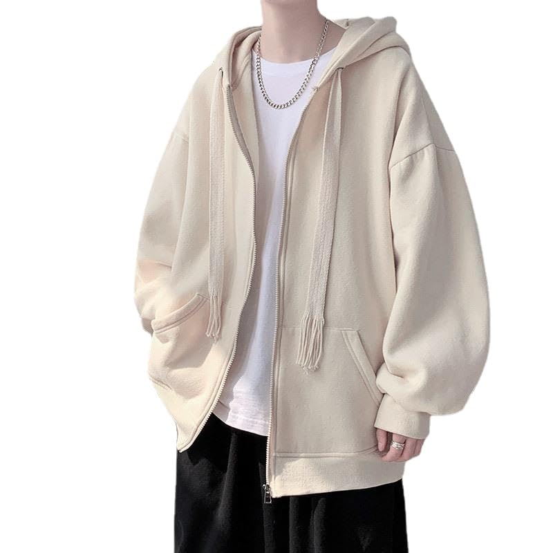 Mens Gothic Plain Zip Up Hoodie Y2K Harajuku Baggy Hoodie Grunge Cute Oversized Hoodies Preppy Y2K Jackets Sweatshirt