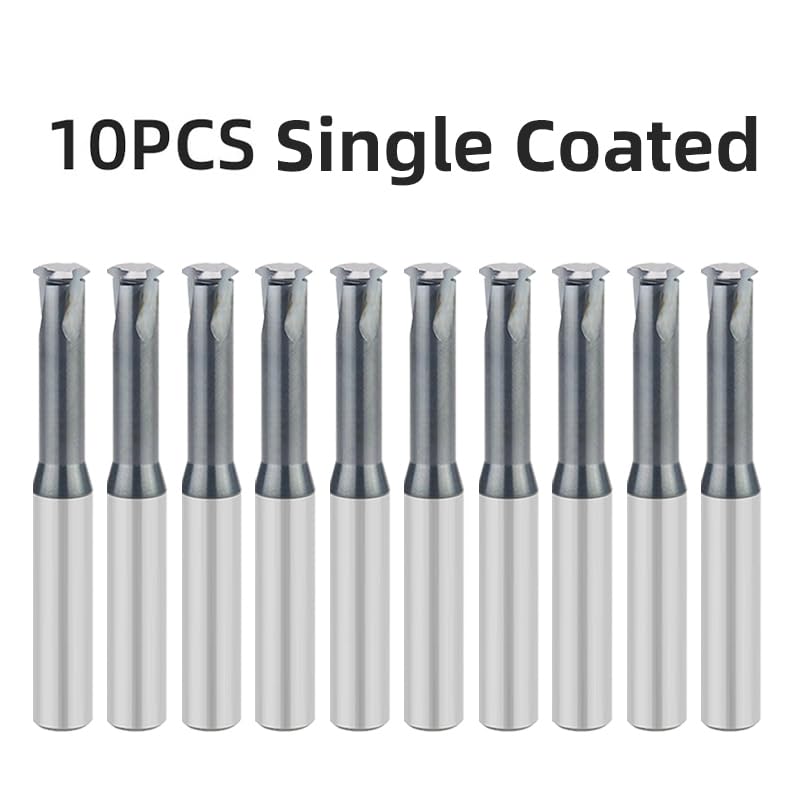 Fresas de rosca carburo 1 a 10 piezas, un solo diente y tres dientes, for centro mecanizado CNC con revestimiento aleación(10pcs Single Coated,M4x0.7)