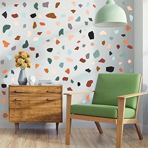 Terrazzo Wall Decals Irregular Stones Wall Sticker Multicolor Polka Dot Wall Stickers Modern Geometric Abstract Wall Decals Living Room Nursery Bedroom Decor #TOP2