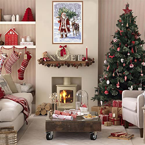 Jarmay Santa Claus Poster Christmas Decorr Indoor Canvas Wall Art Christmas New Year Gifts Christmas Tree Poster For Living Room Decorative 12X18Inch Unframed #TOP1