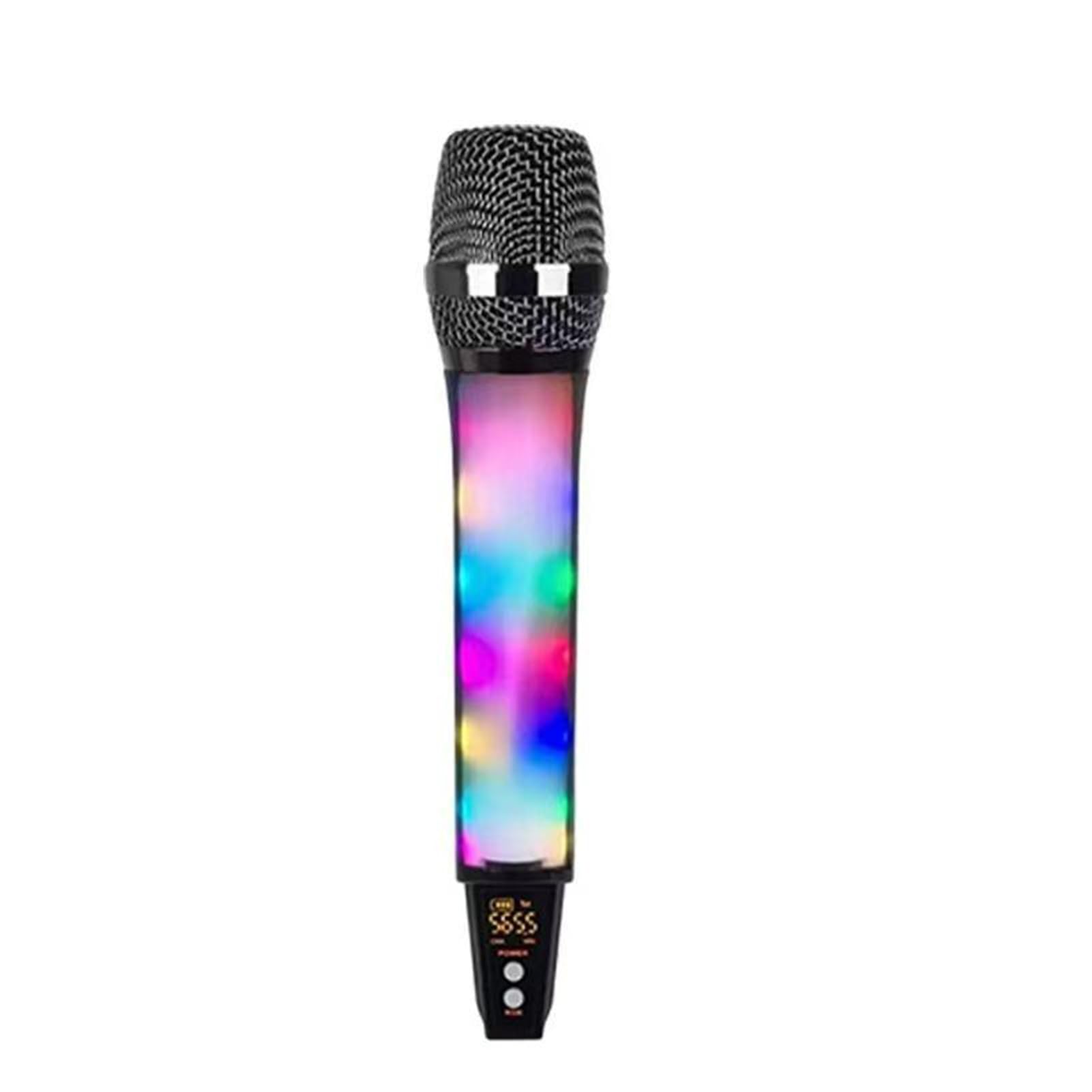 Fafeicy Handheld-Karaoke-Mikrofon, Kabelloses Mikrofon mit RGB-Lichtern für Gesang, Live-Streaming, Bühnenauftritt mit 6,5-mm-Audioschnittstelle, UHF-Übertragung (1-zu-2)