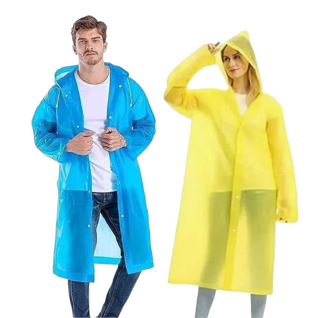 NATANI TRADERS Waterproof EVA Raincoat with Hood for Women, Full Length Rain Coat with Sleeves and Button Closure (pack of 2, Blue, Yellow)-image-10
