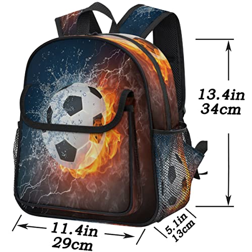 Pardick Kids Backpack for Boys Girls Fire Soccer Toddler Boy Backpack Sports Football Preschool Kindergarten Backpack with Chest Strap Lightweight Children Kids Bookbag for School, Travel, Nursery2