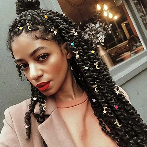 Formery Star Hair Charms Braids Gold Moon Braid Accessories African Colorful Beads Loc Jewelry for Women (19pcs) (Star & moon)3