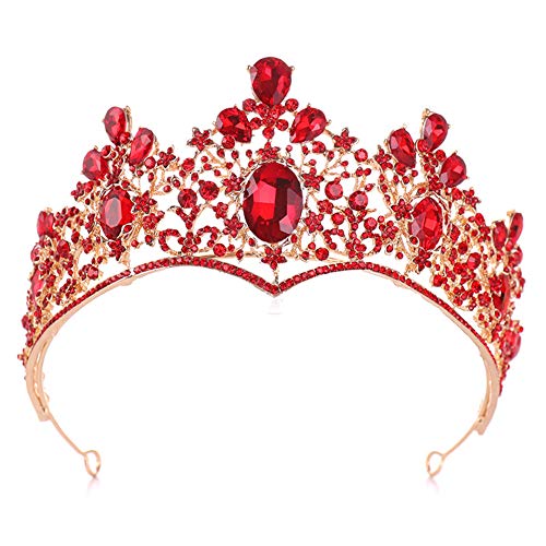 Preisvergleich Produktbild MAXTS Emerald Crown Headwear Neue Europäische und Amerikanische Legierung Headwear Schöne Atmosphäre Braut Kopfschmuck Prinzessin Crown Haarschmuck (Rot, Grün),Red
