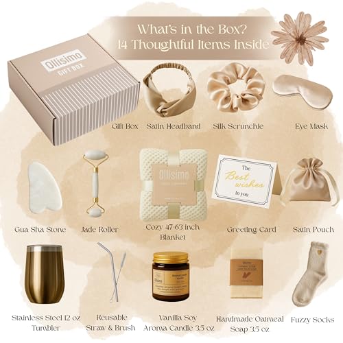 Luxury Gift Basket for Women – Spa Self Care Kit, Hug in a Box, Get Well Soon Package, Thinking of You Gift, Birthday Box, Relaxing Set, Sympathy Present for Her, Mom, Wife, Sister (Ivory) - Image 2