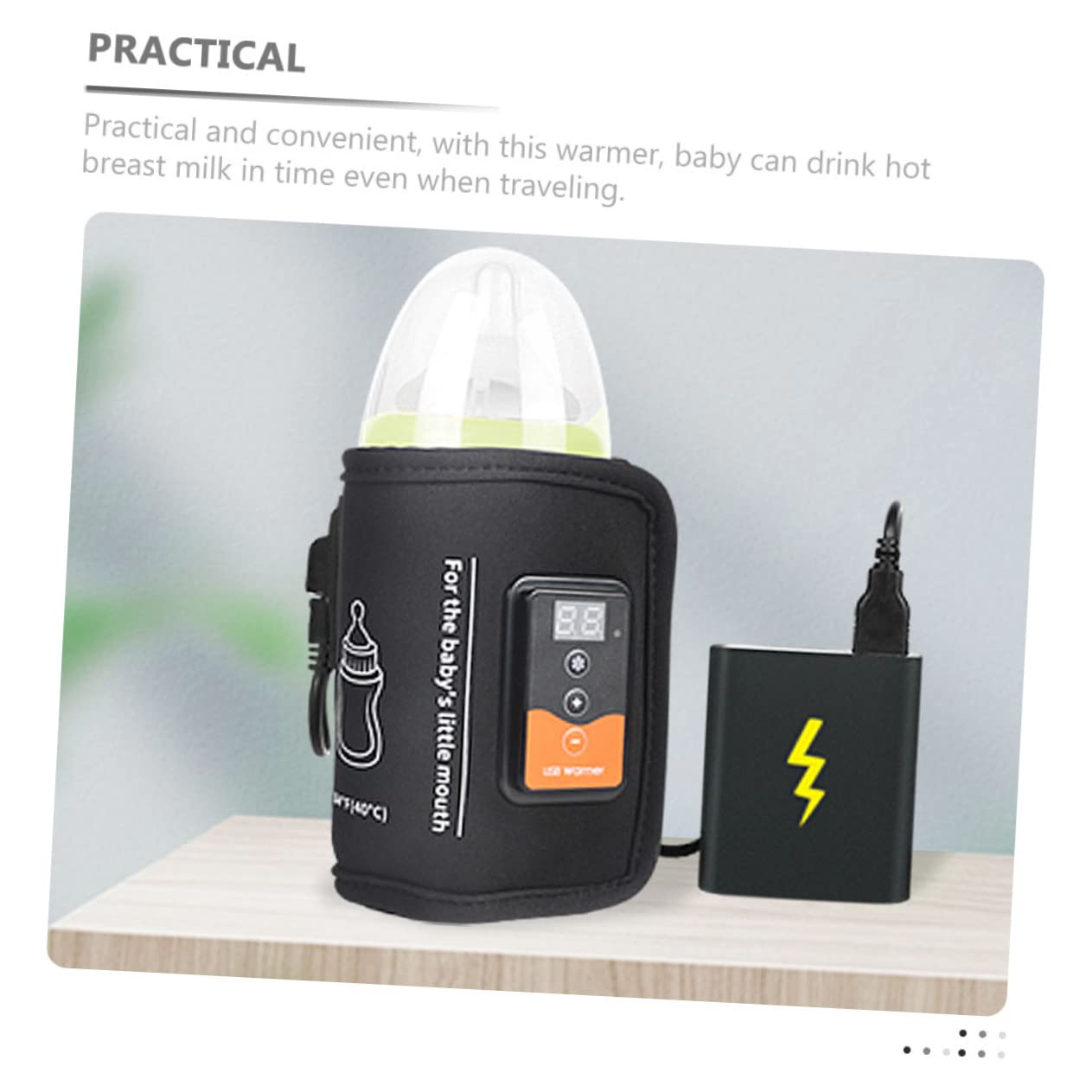 Portable USB Bottle Warmer for Breast Milk Temperature Digital Display Reusable Warmer for Travel Car Convenient Milk Heating for Go Parents
