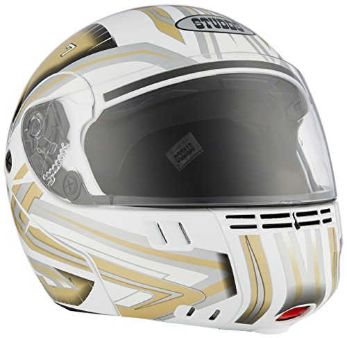 Image of Studds Ninja 3G D1 Flip Up Full Face Helmet (White and Golden, M)