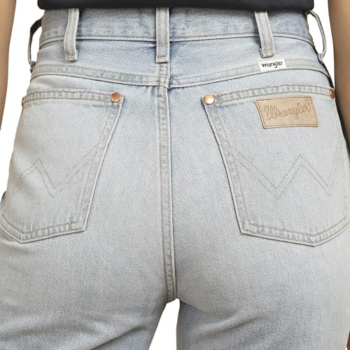 Image of Wrangler Women's Blue Straight Fit Mid Rise Jeans