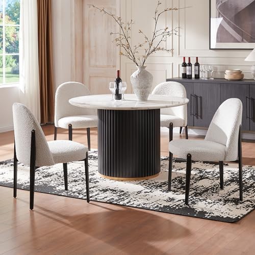 Morden Fort Boucle Dining Chairs Set of 4, Thick Upholstered Chai...