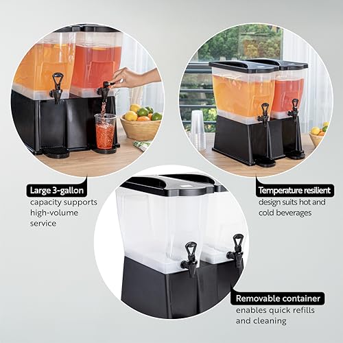 Image of Restaurantware 6 gal Black Double Beverage Dispenser