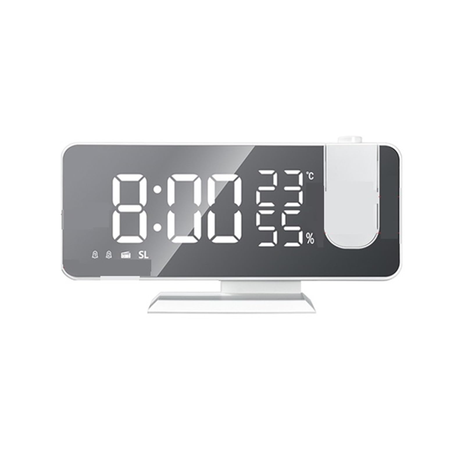 KOESRXNQW FM Radio LED Digital Smart Alarm Clock Watch Table Electronic Desktop Clocks USB Wake Up With 180° Time Projection Snooze Clear Projection(White)