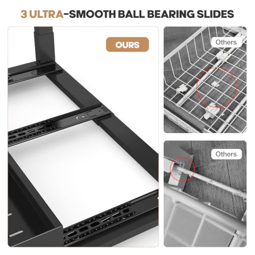 Image of 1 Pack Expandable Under Sink Organizers And Storage With Upgrade Ball-Bearing Slide Tracks,2-Tier Pull Out Under Cabinet Organizer Height Adjustable,Slide Out Under Sink Drawers-Black(Patent Pending)