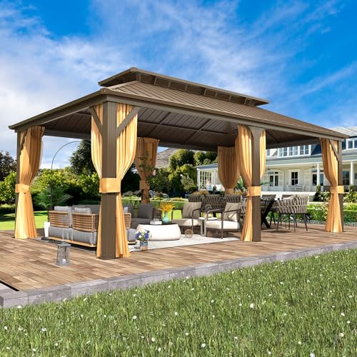 EROMMY 12' x 20' Hardtop Gazebo, Aluminum Frame Gazebos with