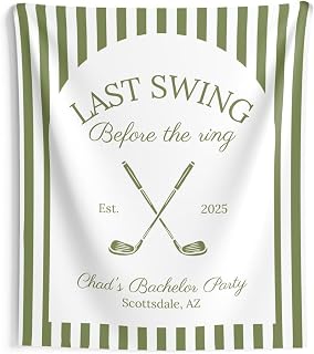 Last Swing Before The Ring Banner, Golf Theme Quote Backdrop For Groom, From Friends, Custom Bachelor Party Tapestry, Celebration Sign Decor
