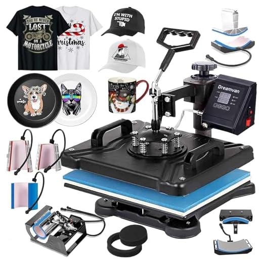 8 in 1 Heat Press Machine for t Shirts Professional Heat Transfer Machine12" X 15" Swing Away Shirt Printing Multifunctional Sublimation Machine Digital Shirt Pressing Machine for Tshirt,Hat,Mug,Plate
