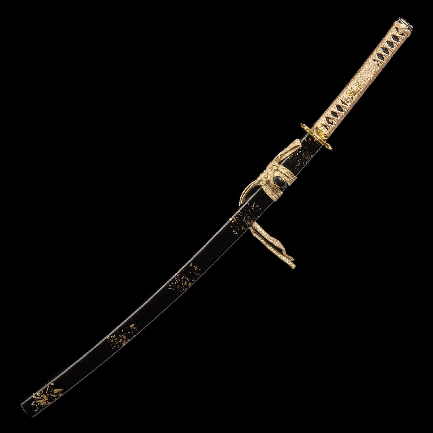 handmade japanese katana sword real - authentic hand forged full tang 1060 high carbon steel samurai swords for martial arts, collection & display, 40.5-inch golden dragon