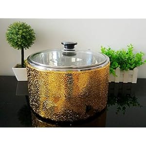 Liquid nitrogen bath liquid nitrogen ice cream special operation basin Ice cream liquid nitrogen pot molecular low temperature container pot (gold)