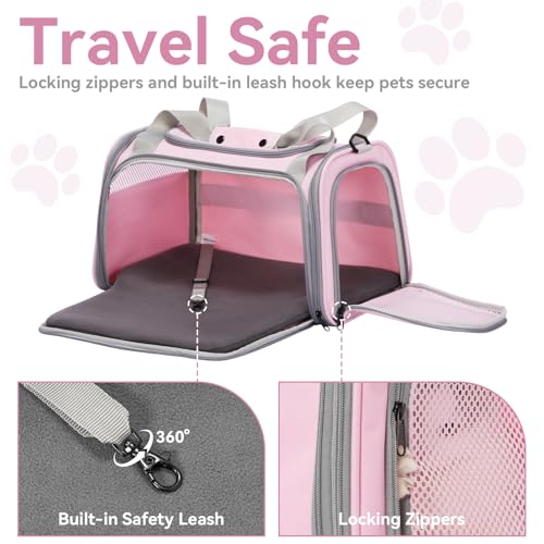 Image of Petsfit Cat Carrier Airline Approved, 17.5x10.5x10.5 in, Pink