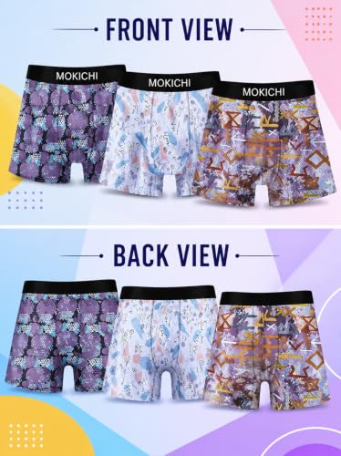 Image of Men's Printed Boxer Briefs | Comfortable Trunk-Style Innerwear with Elastic Waistband | Multicolor Pack of 3