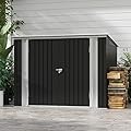 Patiowell 6 x 3 FT Horizontal Metal Shed, Outdoor Storage Shed with Double Lockable Doors and Easy Lift Hinges for Trash Cans, Garden Tools and Pool Accessories, Sloping Roof for Backyard Garden Lawn