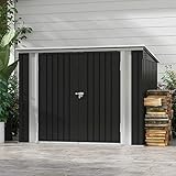Patiowell 6 x 3 FT Horizontal Metal Shed, Outdoor Storage Shed with Double Lockable Doors and Easy Lift Hinges for Trash Cans, Garden Tools and Pool Accessories, Sloping Roof for Backyard Garden Lawn