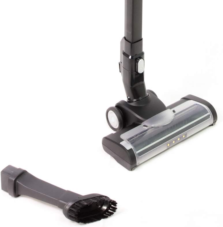 Close-up of the motorized brush head and a small attachment for the OHMEX OHM-VVC-9022