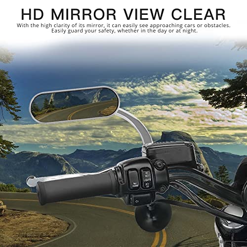 Image of DREAMIZER Motorcycle Mirrors for Handlebars - Universal 8MM 10MM Side Mirror for Street Bike Bobber Cafe Racer Touring Cruiser (Oval-Chrome)