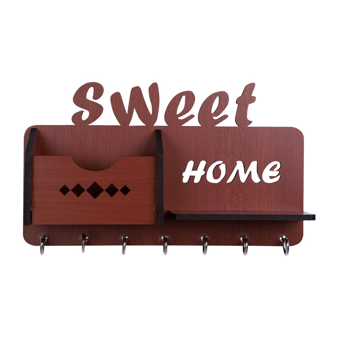 Sehaz Artworks Mobile Holder for Wall | Key Holder for Home Wall Stylish | Key Hanger | Key Stand | Key Chain Holders for Wall (7 Hooks, MDF Brown) (B07XY5PQ3W) Amazon Price History, Amazon Price Tracker