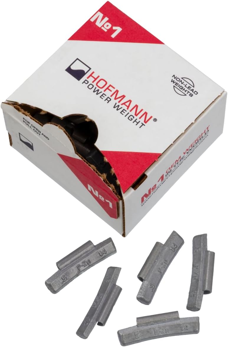 Myers Tire Supply - Hofmann Clip-On P-Style Wheel Weights, 1/2oz, 0.50oz, Gray, Zinc, for Cars, Trucks, Motorcycles, and SUVs, 25 Pieces, 1 Box