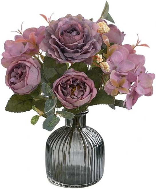 3pcs Purple Peonies Artificial Flowers, 6 Head Real Touch Fake Peony Stems for Home Decor, Vase Arrangements, Wedding Centerpieces, Valentine's Day Mothers Day Spring Party Decoration