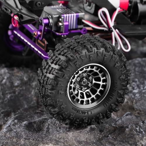 GLOBACT Aluminum Alloy 1.3" Beadlock Wheels -3.75mm Offset for SCX24 AX24 TRX4M Upgrade 1/18 1/24 RC Crawler Parts (Black) by GLOBACT - Image 4