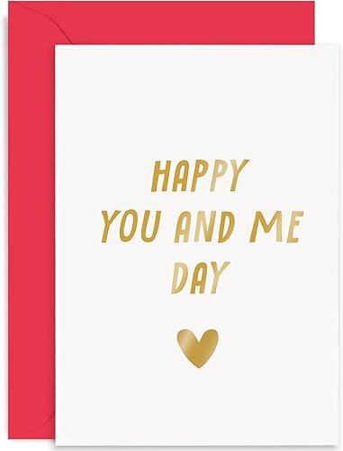 Old English Co. - Tarjeta especial de aniversario de boda para marido o esposa, tarjeta romántica con texto en inglés "Happy You and Me Day" para