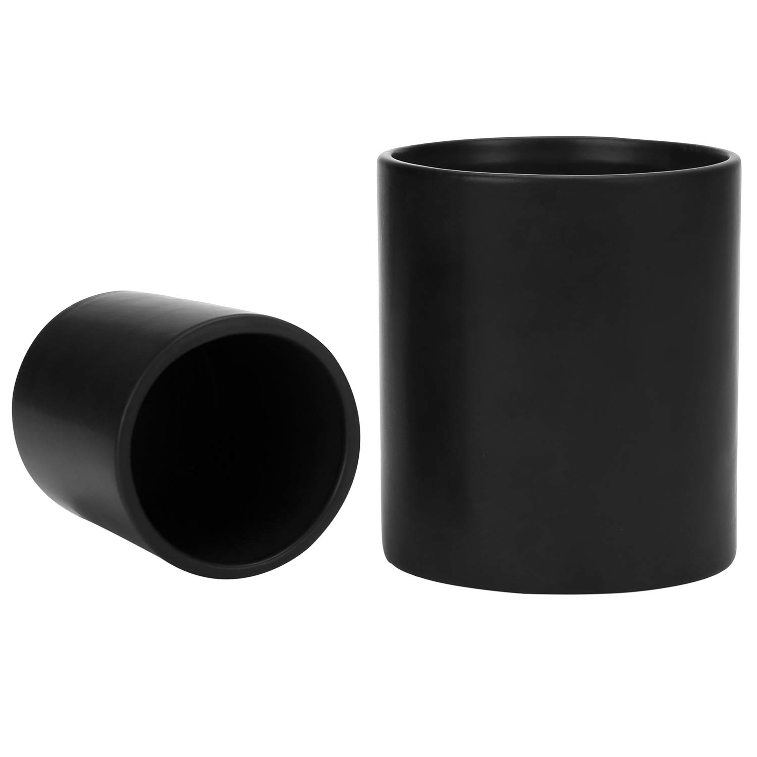 MyGift Black Ceramic Kitchen Utensil Holder, Cooking Tools Crock, Countertop Silverware Caddy, Large and Small Canisters, Set of 2