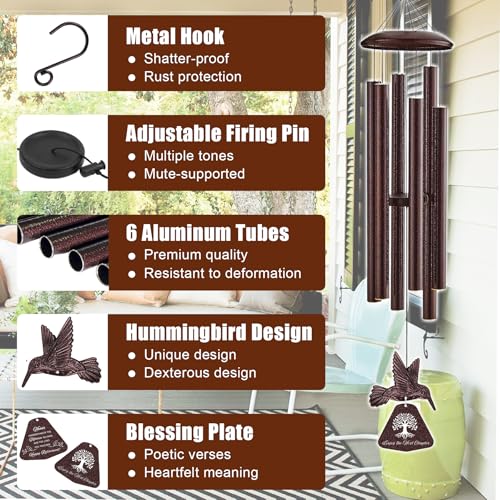 Image of Retirement Gift Wind Chime with Hummingbird, 32 inch Wind Chimes with Sunflower Greeting Card Happy Retirement Gifts for Women Men Colleague Boss Teachers Friends, Going Away Gifts for Coworker