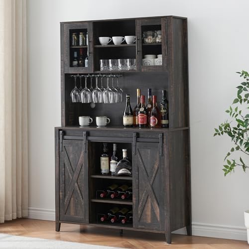 MilleLoom 72" Kitchen Pantry, Tall Farmhouse Kitchen Pantry With Drawer, Pantry Storage Cabinet With 2 Adjustable Shelves & 4 Barn Doors, Kitchen Storage Cabinet For Kitchen, Dining Room, White